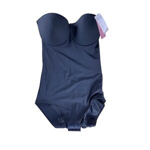 Ambrielle Womens Strapless Underwire Bodysuit Shapewear Black‎ 38B NWT